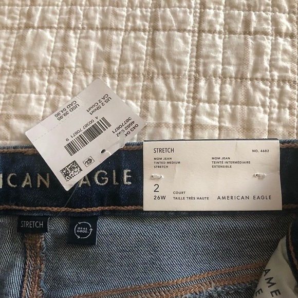 AE Dark Wash High Rise Mom Jeans - Picture 3 of 4